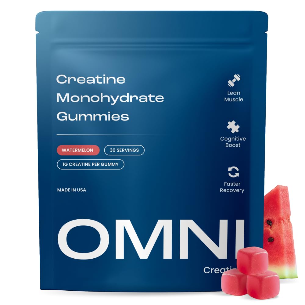 Creatine Monohydrate Gummies - Supports Muscle Growth, Recovery & Brain Function - Convenient & Easy to Take - Great Tasting Watermelon Flavor