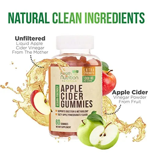 Vegan Apple Cider Vinegar Gummies | Max Strength 1000mg | ACV Supplement Gummy for Adults Health Nutrition Naturals Au supplements