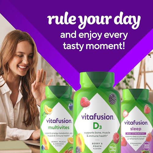 vitafusion Vitamin D3 Gummies, Bone and Immune Support, Peach, Blackberry, Strawberry Flavored