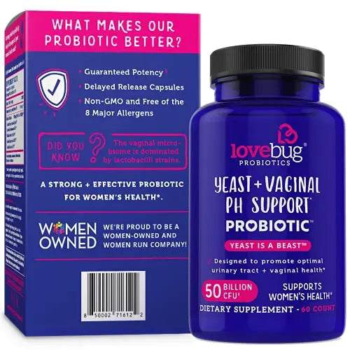 Lovebug Yeast + Vaginal pH Support | Clinically Studied Ingredients for Yeast & UTIs lovebug PROBIOTICS Au supplements