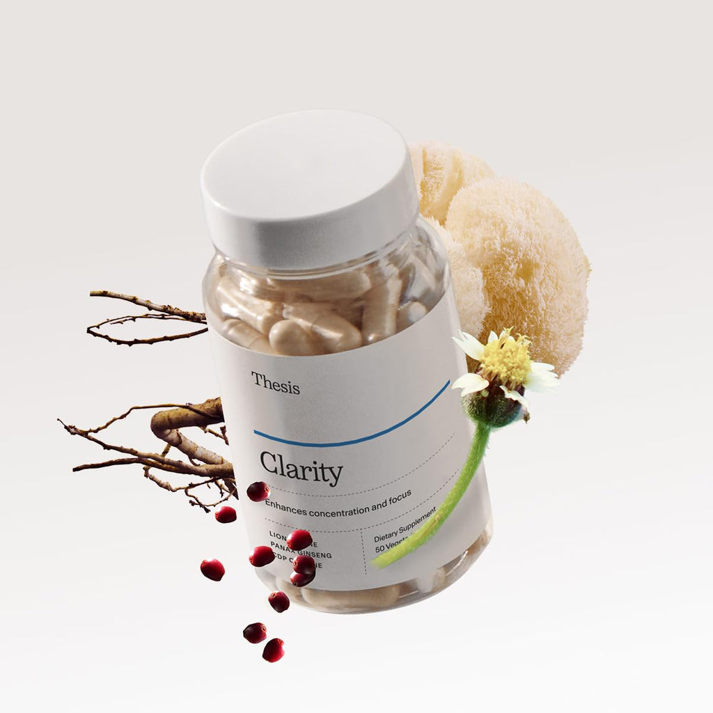 Thesis Clarity Nootropic Supplement for Men & Women with Lions Mane, CDP Choline, Panax Ginseng, Vitamin B6 & Caffeine, Cognitive Support Capsules, Vegan, Non GMO, 25 Servings THESIS Au supplements