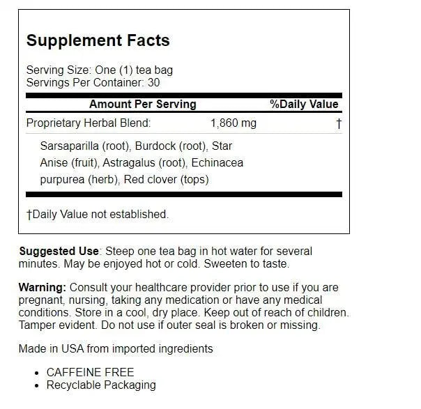 Bio Nutrition Lymph Support Tea Cleanse and Detox 30 Bag(S) Bio Nutrition Au supplements