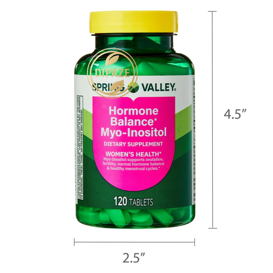 Spring Valley Hormone Balance Myo-Inositol 2000mg Dietary Supplement Tablets, 120 Count + Dipaze Gift (Container) Aus Healthcare Au supplements
