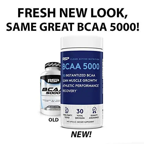 RSP BCAA 5000 (30 Serv), Premium BCAA Capsules for Post Workout Muscle Recovery RSP NUTRITION Au supplements