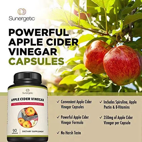 Sunergetic Premium Apple Cider Vinegar Capsules – Includes Apple Pectin, Spirulina Sunergetic Au supplements