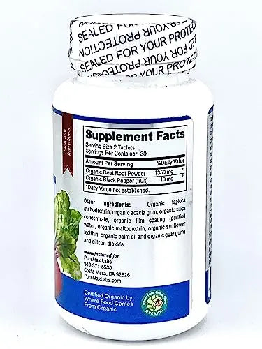 YUMMYVITE Organic Beet Root Powder Tablets - 1350mg with Black Pepper for Faster YUMMYVITE Au supplements