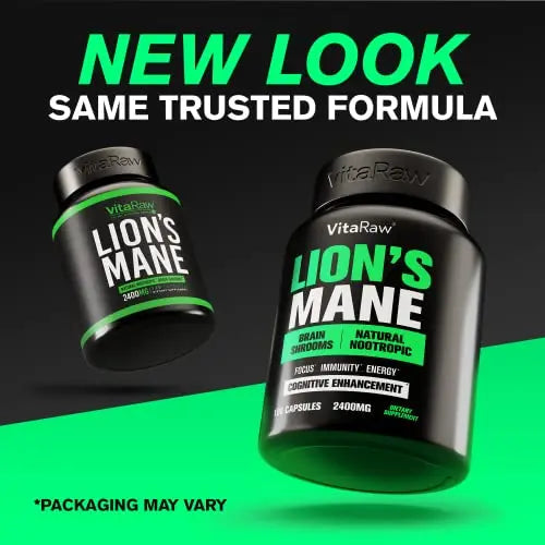 Organic Lions Mane Supplement Capsules 2400 mg - Powerful Nootropic - Helps Maintain VitaRaw Au supplements