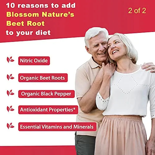 Organic Beet Root Powder 1350mg with Black Pepper-Nitric Oxide Booster, Digestive System Blossom Nature Au supplements