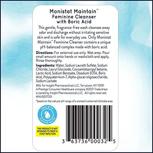 Monistat Boric Acid Feminine Cleanser, Fragrance Free Feminine Wash, 10 Fl Monistat Au supplements