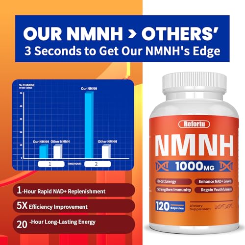 NMNH Supplement(Dihydronicotinamide Mononucleotide),Nicotinamide Mononucleotide for NAD+ Booster,1000mg per Serving,Supports Energy & Overall Health,120 Capsules Refortu Au supplements