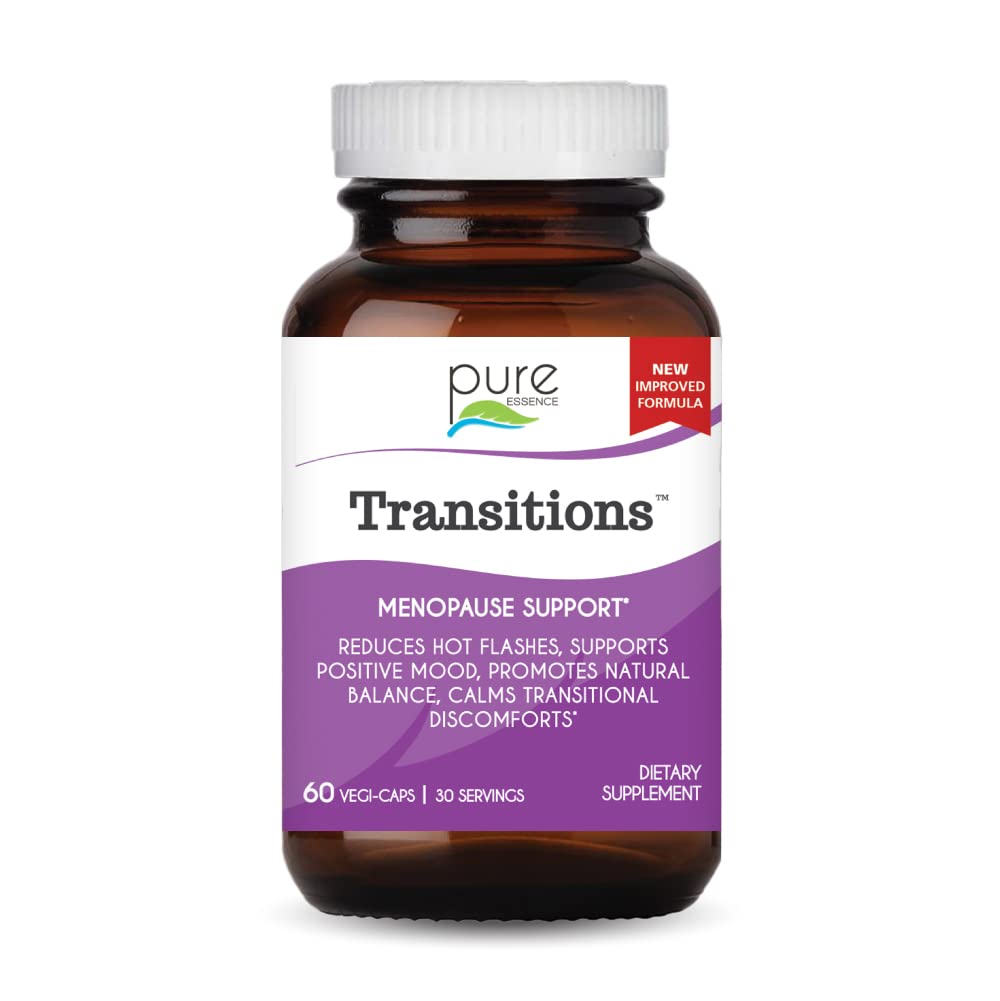 Pure Essence Labs Transitions Vitamins for Women, Natural Menopause Relief Supplement to Promote Hormone Balance, Reduce Hot Flashes, Mood Swings & Night Sweats, 60 Capsules PURE ESSENCE LABS Au supplements