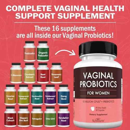 16in1 Vaginal Probiotics for Women (10 Powerful Strains + Organic Prebiotics) BioSchwartz Au supplements