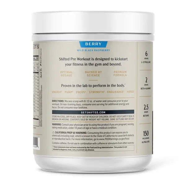 SHIFTED Premium Pre Workout Powder, Energy & Focus Supplement with Creatine Monohydrate SHIFTED Au supplements
