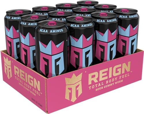 Reign Total Body Fuel, Sour Gummy Worm, Fitness & Performance Drink, 16 Fl Oz (Pack of 12) REIGN Au supplements