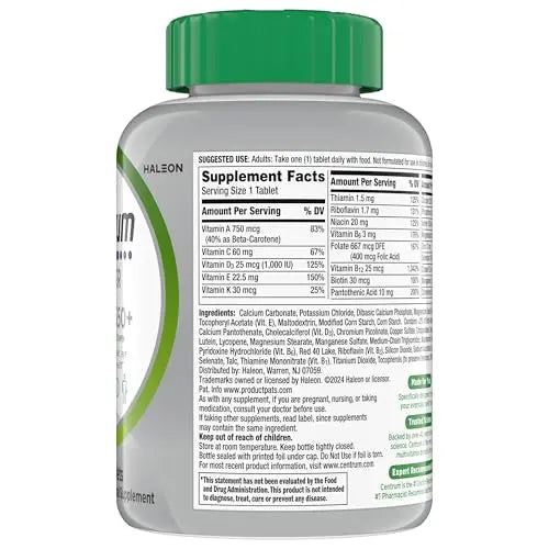 Centrum Silver Multivitamin for Adults 50 Plus, Multivitamin/Multimineral Supplement, Vitamin D3, B Vitamins, Gluten Free, Non-GMO Ingredients Centrum Au supplements