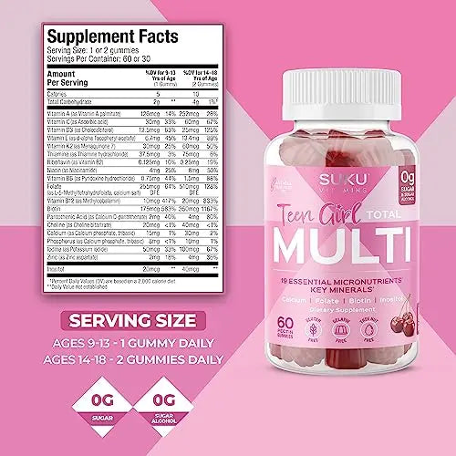 SUKU Vitamins Teen Girl Gummies – Sugar Free Vegetarian Gummy Vitamins Supplement SUKU Vitamins Au supplements