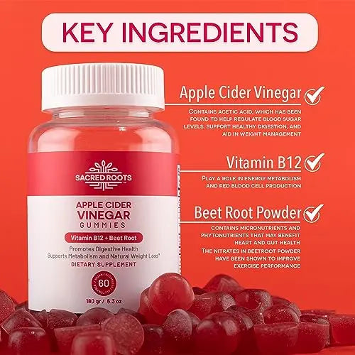 Sacred Roots Sugar-Free, Apple Cider Vinegar Gummies, 60 Gummies – Supports Healthy Sacred Roots Au supplements