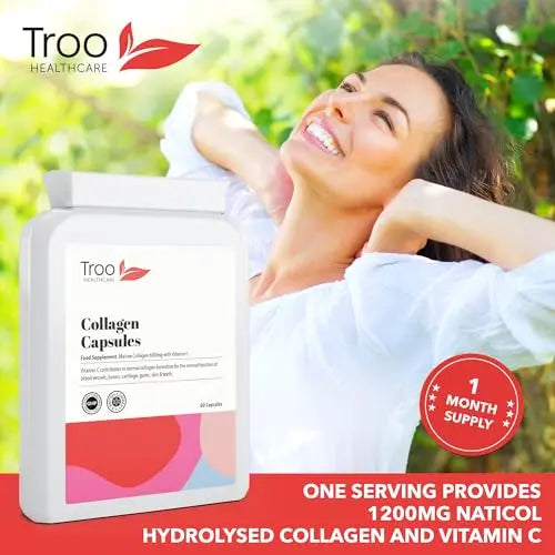 Troo Marine Collagen Supplement - 60 High Strength Capsules 1200mg Serving - Hydrolysed Marine Collagen Peptides with Vitamin C Troo Health Care Au supplements