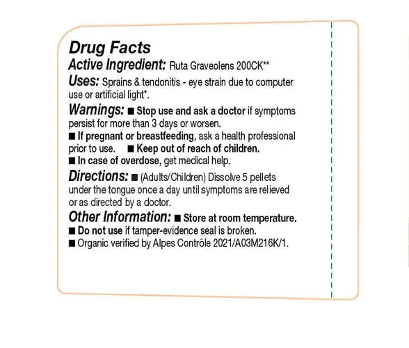 OLLOIS Ruta Graveolens 200ck Organic, Lactose-Free, Kosher Homeopathic Medicine, 80 Pellets OLLOÏS Au supplements