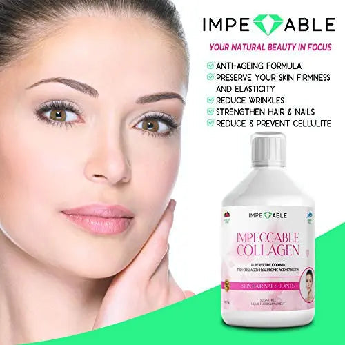 IMPECCABLE Collagen 10.000mg hydrolyzed Sugar Free Liquid Marine Collagen | Supplements for Women and Men Impeccable Au supplements
