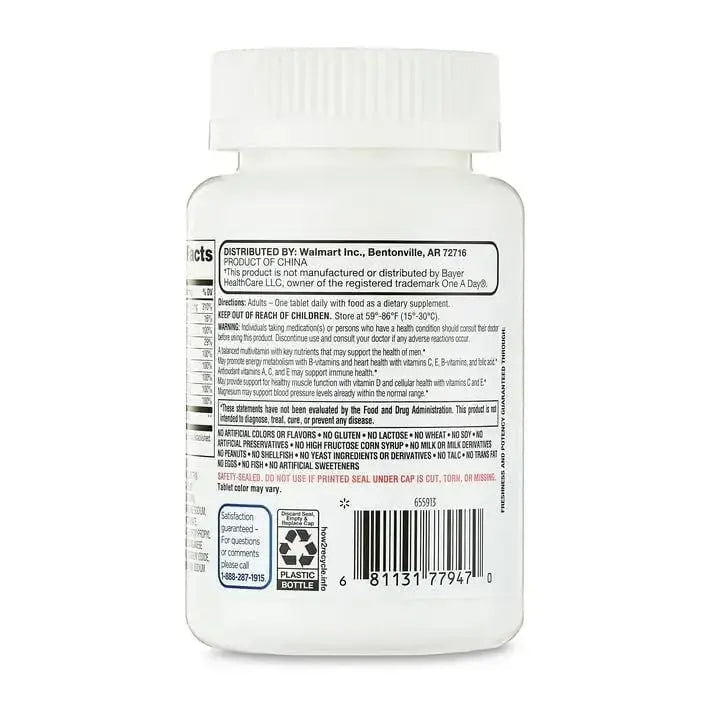 AGILIPET Equate One Daily Men's Multivitamin Multimineral Supplement Tablets, 100 Count Sticker AGILIPET Au supplements