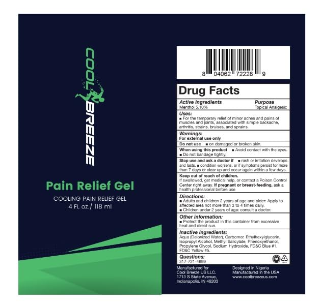 Cool Breeze Pain Relief Gel – Topical Pain Relief Gel for Arthritis, Muscle Soreness, Back Pain, Knee Pain & Joint Stiffness – Dual Heating & Cooling Menthol Formula – Non‑Greasy 4oz Tube, Made in USA Cool Breeze Au supplements