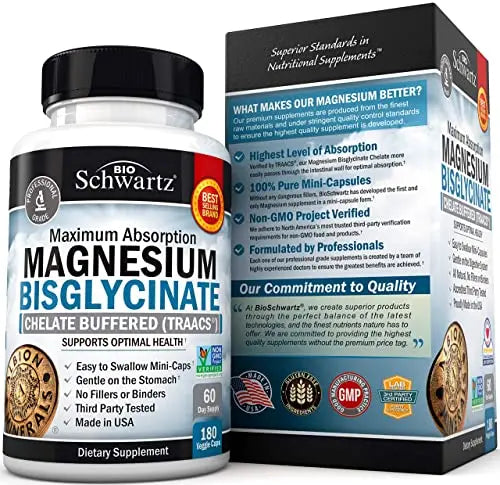 Magnesium Bisglycinate 100% Chelate No-Laxative Effect - Maximum Absorption BioSchwartz Au supplements