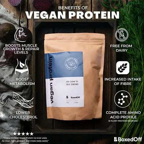 Vegan Protein Powder, Complete Plant Based Protein - 5 Plant Protein Sources - No Additives Boxed Off Au supplements