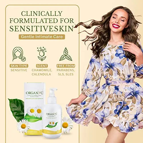 Organyc Feminine Intimate Wash for Sensitive Skin with Chamomile, Free from Chlorine, Parabens Organyc Au supplements