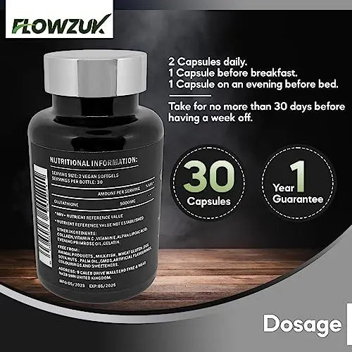 Glutathione Supplements Ultra High Strength 60 Easy to Swallow softgels with Added Vitamin C and Collagen FLOWZUK Au supplements