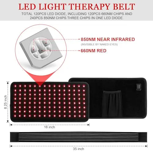 Yofalo 660nm LED Red Light and 850nm Near Infrared Red Light Therapy Belt Device for Body Pain Waist yofalo Au supplements