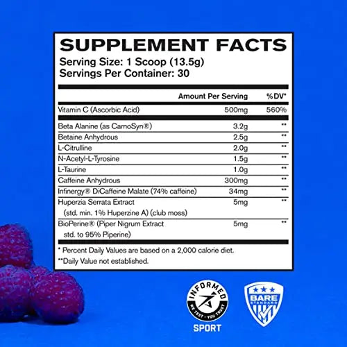 Bare Performance Nutrition, BPN Flight Pre Workout, Blue Raspberry, 30 Servings BARE PERFORMANCE NUTRITION Au supplements