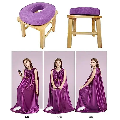 ElasignShopo Yoni Seat Kit, Wooden Vaginial Steaming Stool Chair Set with Gown for Feminine ElasignShopo Au supplements