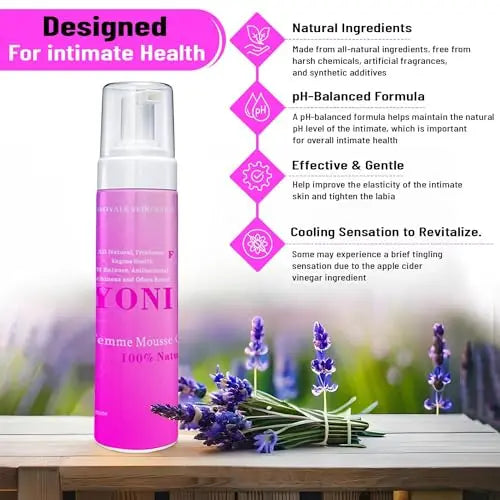 Vroyale Beauty 100% Natural Feminine Wash - 250 ml pH-Balanced Yoni Femme Mousse Vroyale Beauty Au supplements