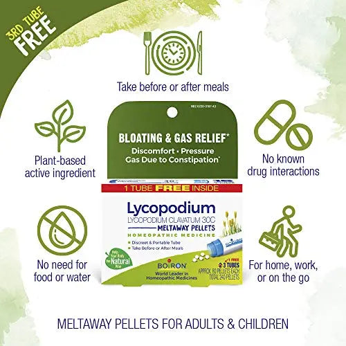 Boiron Lycopodium Clavatum 30C Homeopathic Medicine for Relief from Bloating, Gas Relief Boiron Au supplements