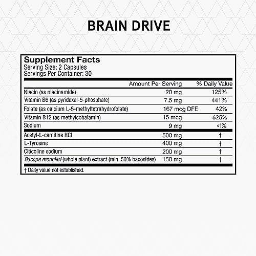 Momentous Brain Drive Nootropic Supplement - Brain Supplement for Memory & Focus Support - NSF Certified for Sport - GMO- & Gluten-Free - 30 Servings Momentous Au supplements