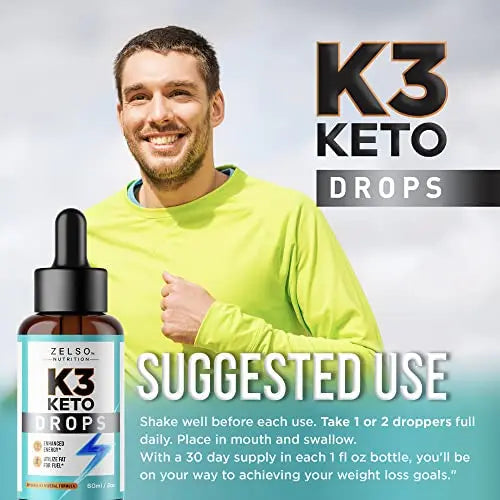 K3 Keto Drops for Weight Loss - Fat Burner & Metabolism Booster | Advanced Keto Carb ZELSO Au supplements