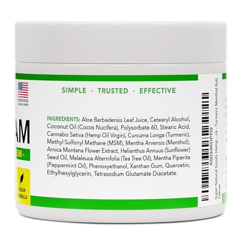 Super Natural Goods Hemp Cream with Hemp Oil, Turmeric, Arnica & Menthol – Botanical Cream with a Cooling Sensation for Localized Application (8oz) Super Natural Goods Au supplements