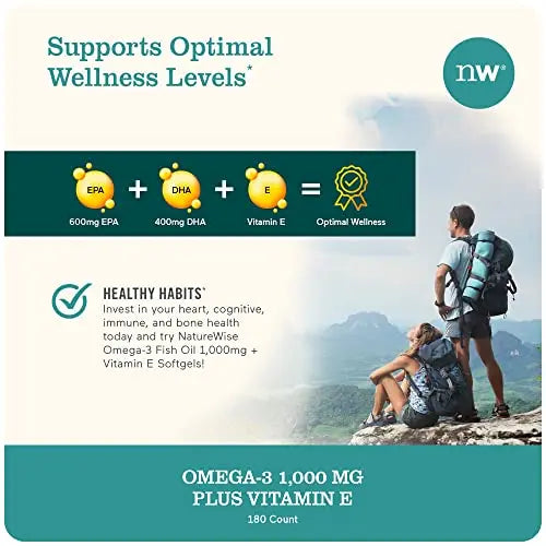 NatureWise High-Potency 1000mg Omega 3 with 600mg EPA, 400mg DHA, & Vitamin E NatureWise Au supplements