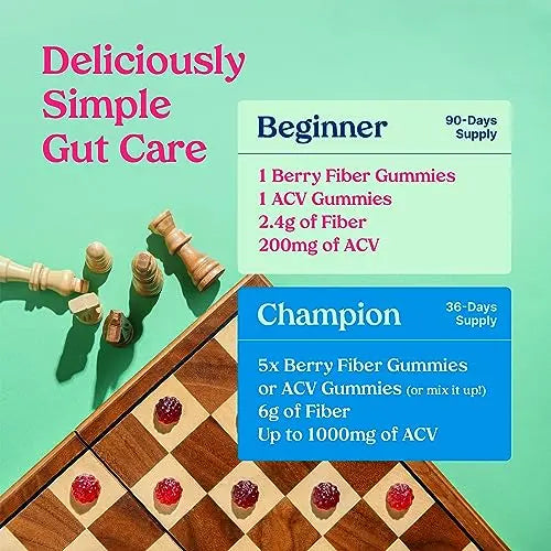 Poop Like a Champion Super Fiber Gummies 6g Fiber - Apple Cider Vinegar & Berries 2 Flavors Poop Like a Champion Au supplements