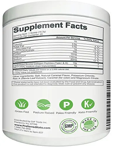 Keto Collagen Protein Powder with MCT Oil – Keto and Paleo Friendly Pure Grass Fed Preferred Elements Au supplements
