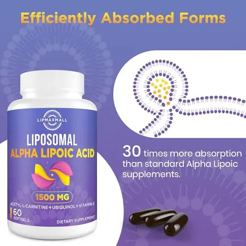 Liposomal Alpha Lipoic Acid 1500mg - with Acetyl-L-Carnitine 900mg & Ubiquinol 100mg lipmaxmall Au supplements