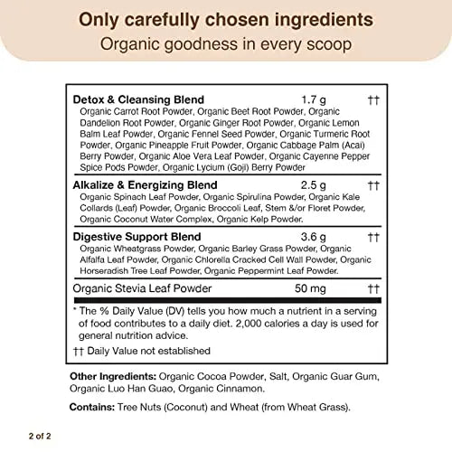 Detox Organics Chocolate Superfood Powder, Detox Cleanse for your Body, Bloating Relief Detox Organics Au supplements