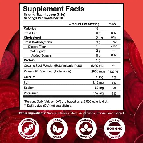 selfevolve Beet12 - Organic Beet Root Powder Enhanced with Vitamin B12, Nitric Oxide Booster selfevolve Au supplements