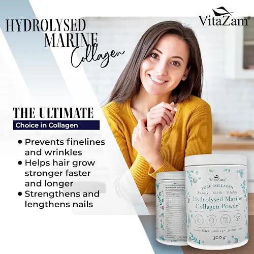 Vitazam Pure Marine Collagen Powder - 100% Hydrolysed Collagen Peptides for Hair Skin and Nails VitaZam Au supplements