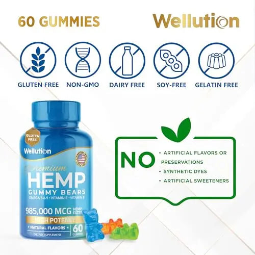 Wellution Hemp Gummies 985,000 High Potency - Fruity Gummy Bear with Hemp Oil Wellution Au supplements