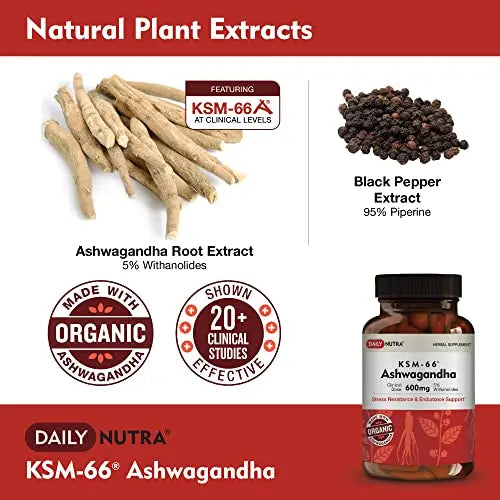 DailyNutra KSM-66 Ashwagandha 600mg Organic Root Extract - High Potency Supplement DailyNutra Au supplements