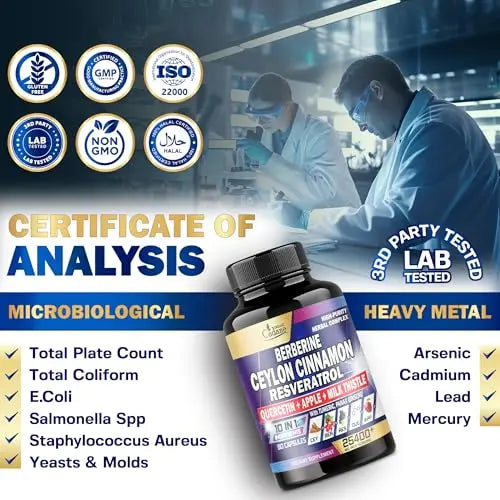 Ceylon Cinnamon 15000mg Berberine 3000mg Quercetin 2000mg Supplement - Support Organic Cadane Au supplements