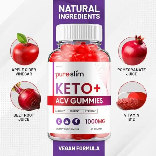 (2 Pack) Pure Slim Keto ACV Gummies - Advanced Formula PureSlim Keto Plus ACV Gummies Indelo Au supplements