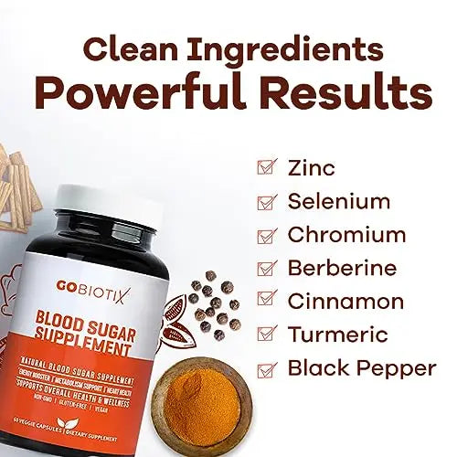GOBIOTIX Blood Sugar Support - Cinnamon, Berberine and Selenium Capsules - Blood Sugar GOBIOTIX Au supplements